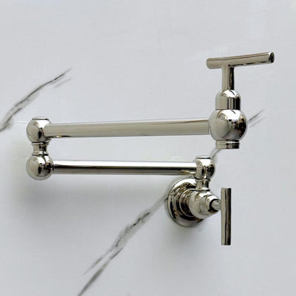 Polished Nickel Wall Mount Pot Filler Faucet