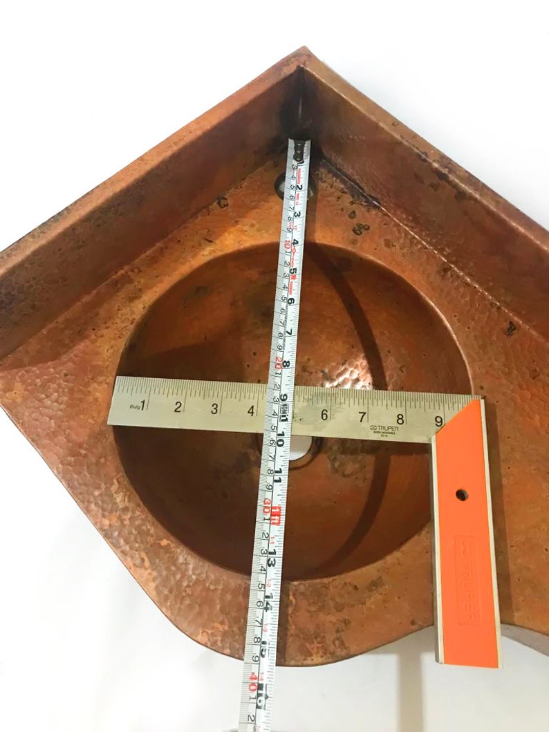 Handmade Hammered Copper Corner Sink