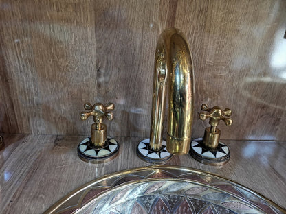 Moroccan Mosaic Brass Widespread Faucet