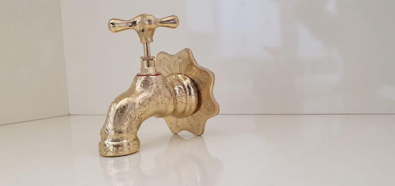 Engraved Brass Wall Faucet