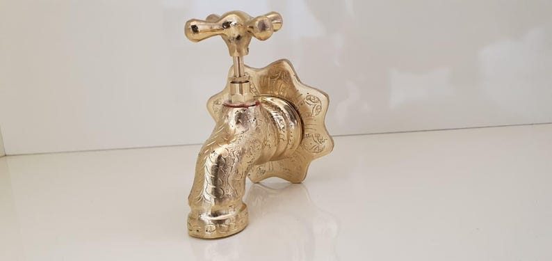 Engraved Brass Wall Faucet