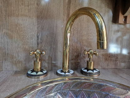 Moroccan Mosaic Brass Widespread Faucet