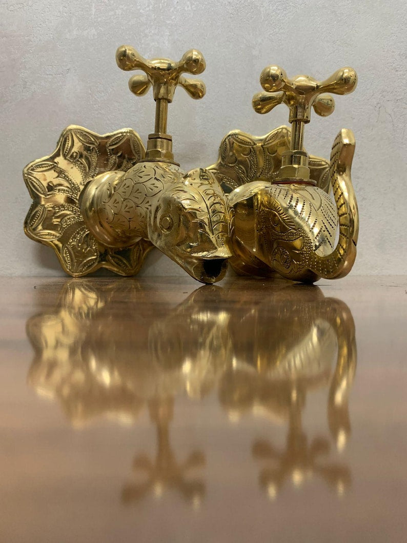 Engraved Brass Wall Mixer Faucet