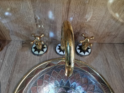 Moroccan Mosaic Brass Widespread Faucet
