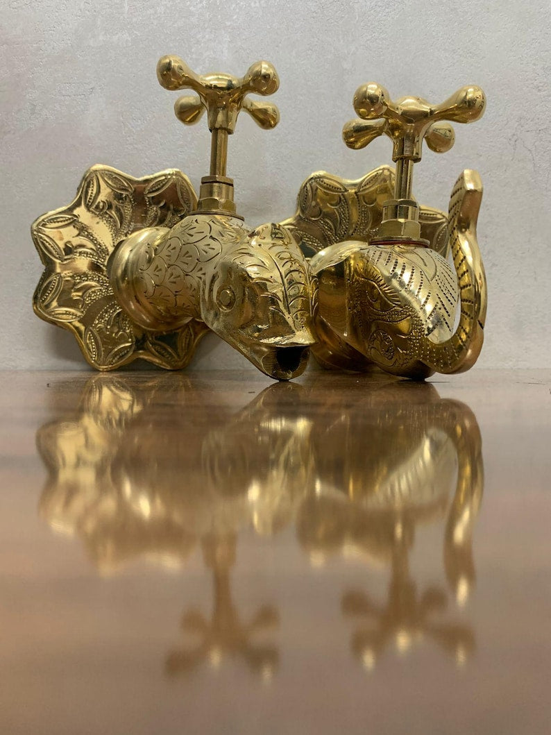Engraved Brass Wall Mixer Faucet