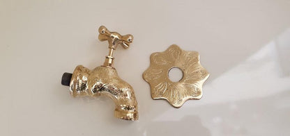 Engraved Brass Wall Faucet