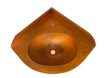 Hand-Hammered Copper Corner wall Sink