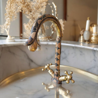 Moroccan Mosaic Brass Bathroom Faucet