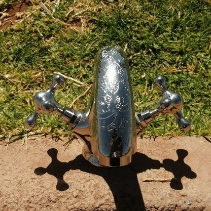 Engraved Polished Nickel Bathroom Faucet