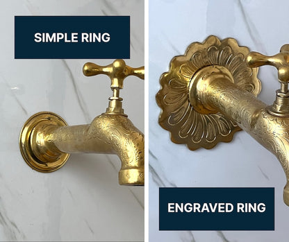 Vintage Engraved Brass Wall Bib Tap