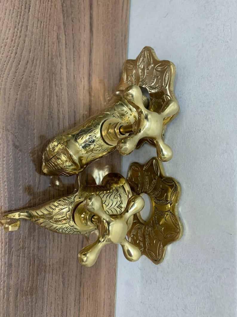 Engraved Brass Wall Mixer Faucet