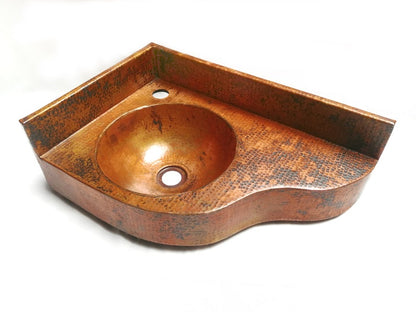 Handmade Hammered Copper Corner Sink