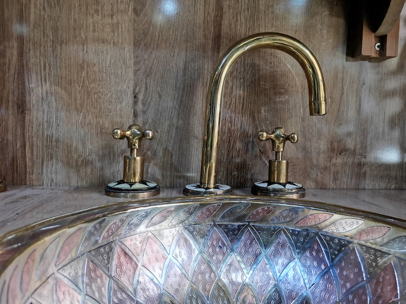 Moroccan Mosaic Brass Widespread Faucet
