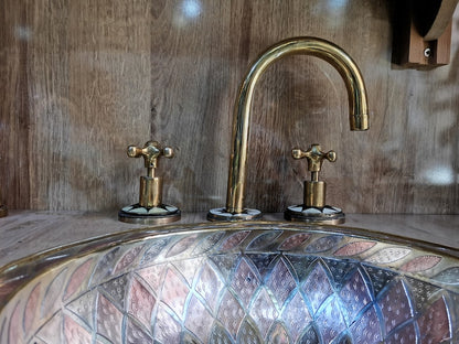 Moroccan Mosaic Brass Widespread Faucet