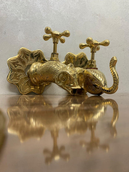 Engraved Brass Wall Mixer Faucet