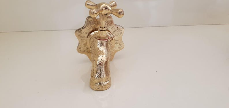 Engraved Brass Wall Faucet