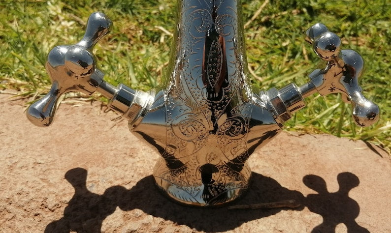 Engraved Polished Nickel Bathroom Faucet