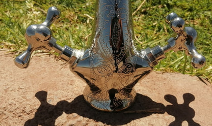 Engraved Polished Nickel Bathroom Faucet