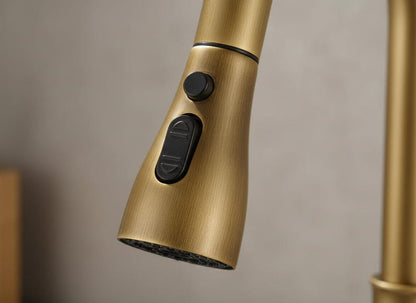 Brushed Brass Pull-Down Kitchen Faucet