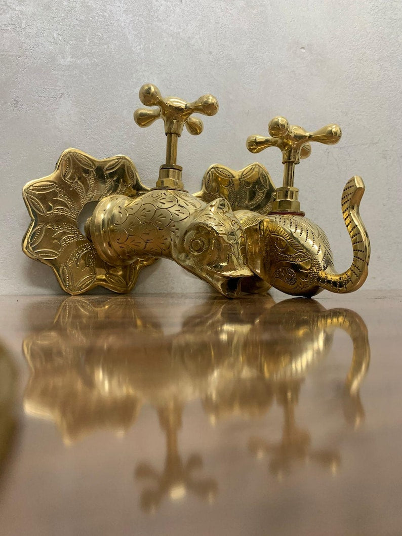 Engraved Brass Wall Mixer Faucet