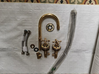 Moroccan Mosaic Brass Widespread Faucet