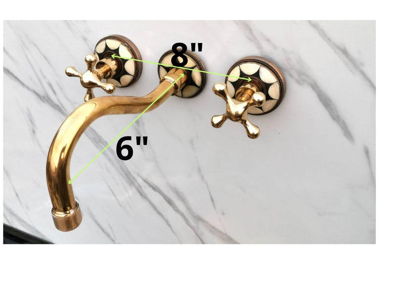 Inlaid Brass Wall-Mount Faucet Set