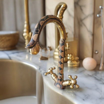 Moroccan Mosaic Brass Bathroom Faucet