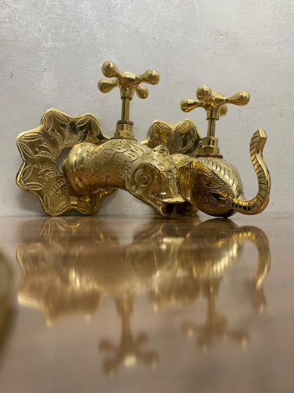 Engraved Brass Wall Mixer Faucet