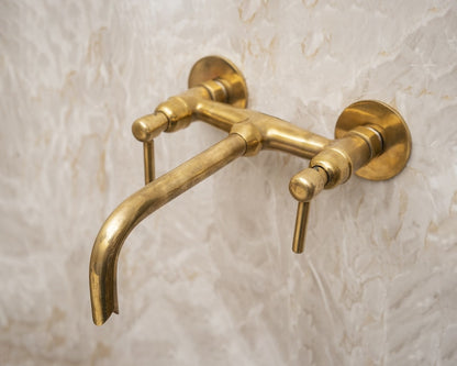 Minimalist Unlacquered Brass Wall-Mount Faucet