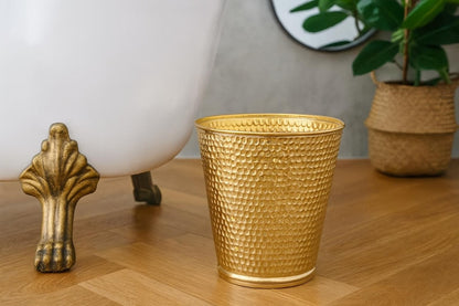Handmade Hammered Brass Wastebasket – Luxury Brass Bathroom Trash Can