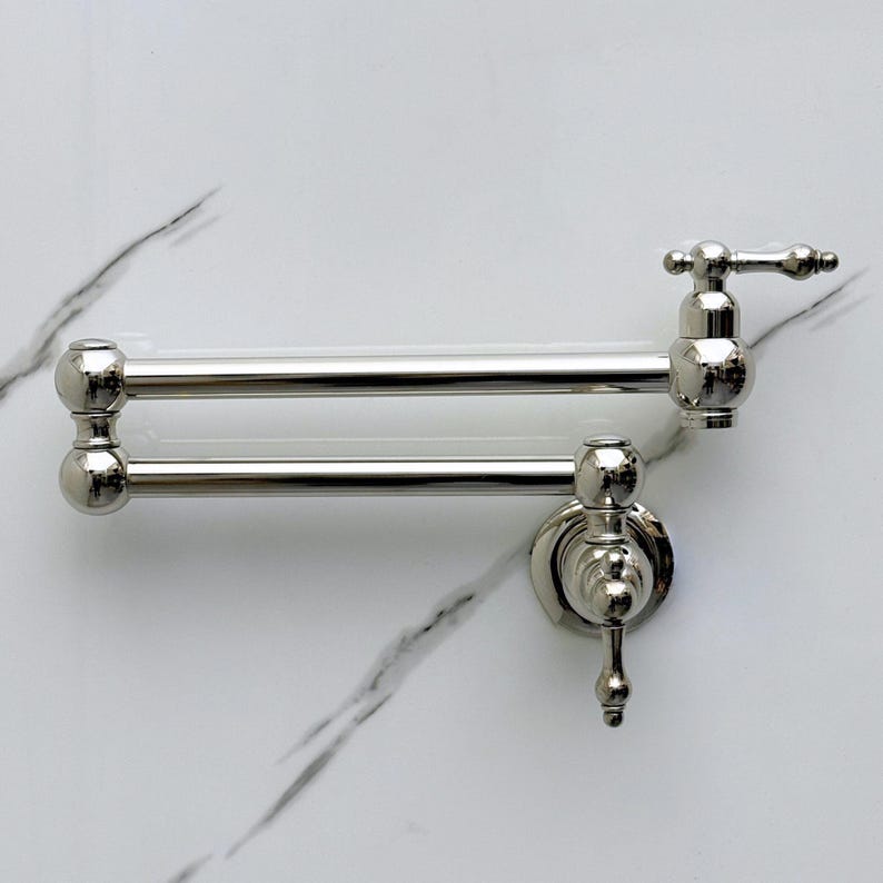 Polished Nickel Wall Mount Pot Filler Faucet