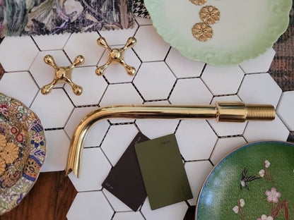 Antique Copper Engraved 3-Hole Faucet Set