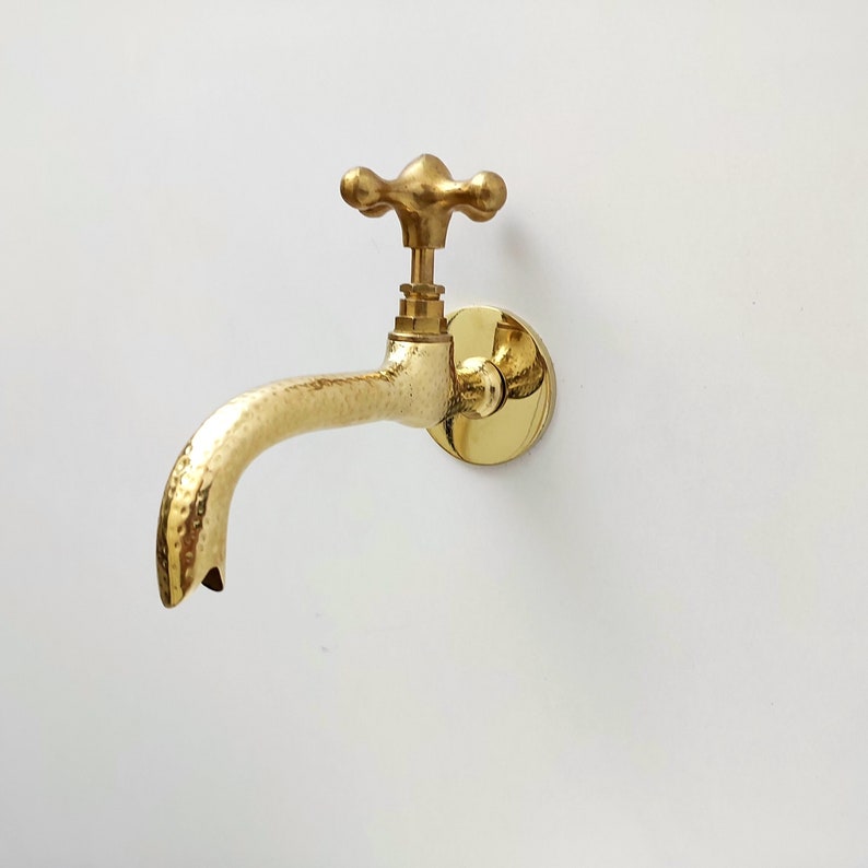 Hammered Brass Wall Tap