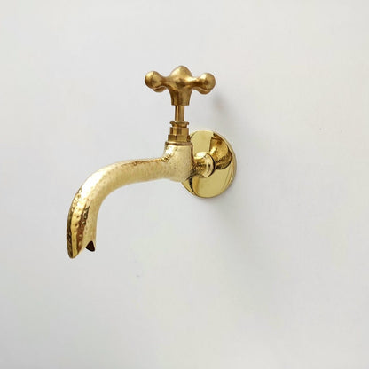 Hammered Brass Wall Tap