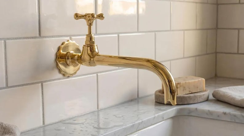Vintage Solid Brass Wall Faucet