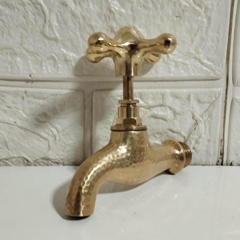 Vintage Engraved Brass Wall Tap