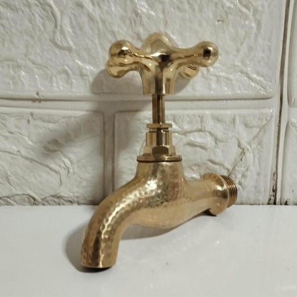 Vintage Engraved Brass Wall Tap