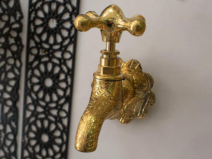 Engraved Solid Brass Wall Faucet