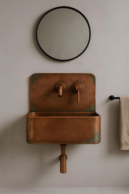 Patina Copper Wall Mount Sink