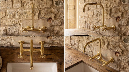 Unlacquered Brass Wall Mount Kitchen Faucet
