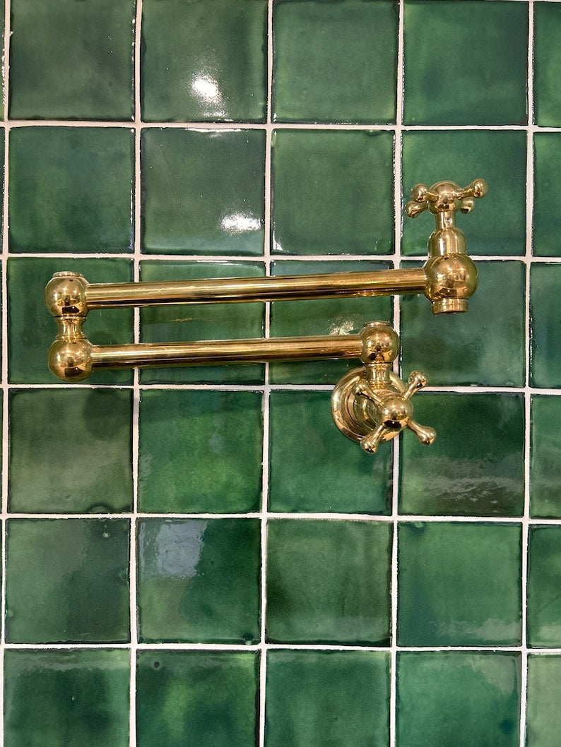 Solid Unlacquered Brass Wall Pot Filler Faucet
