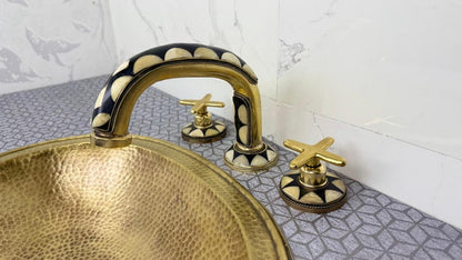 Moroccan Inlay Brass Bridge Faucet with Mosaic