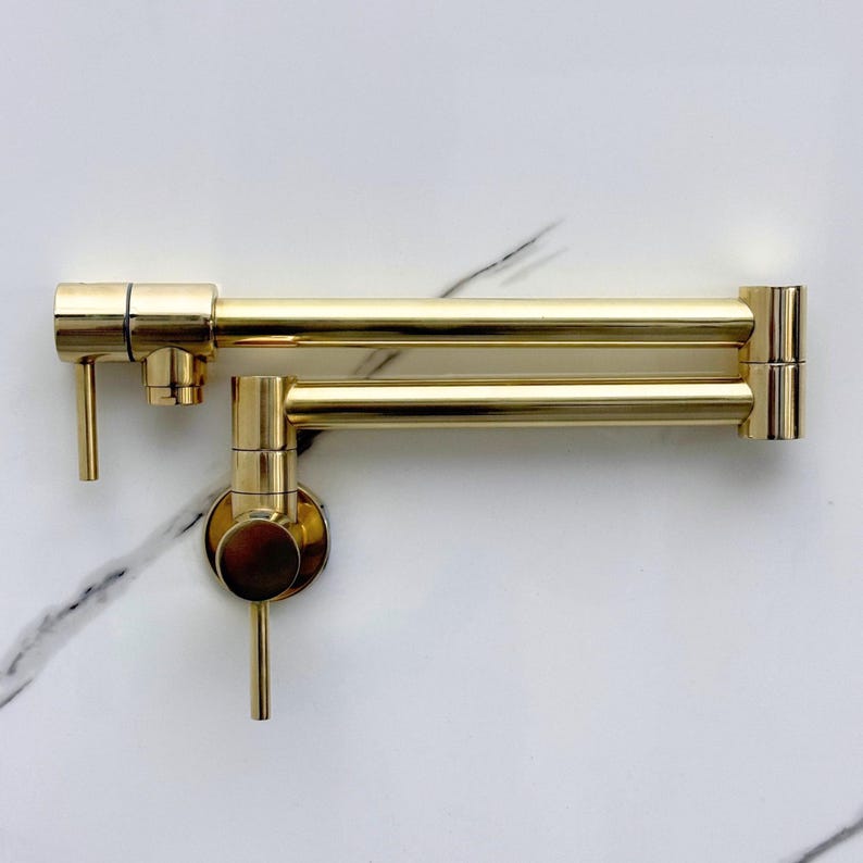 Modern Unlacquered Brass Pot Filler Faucet