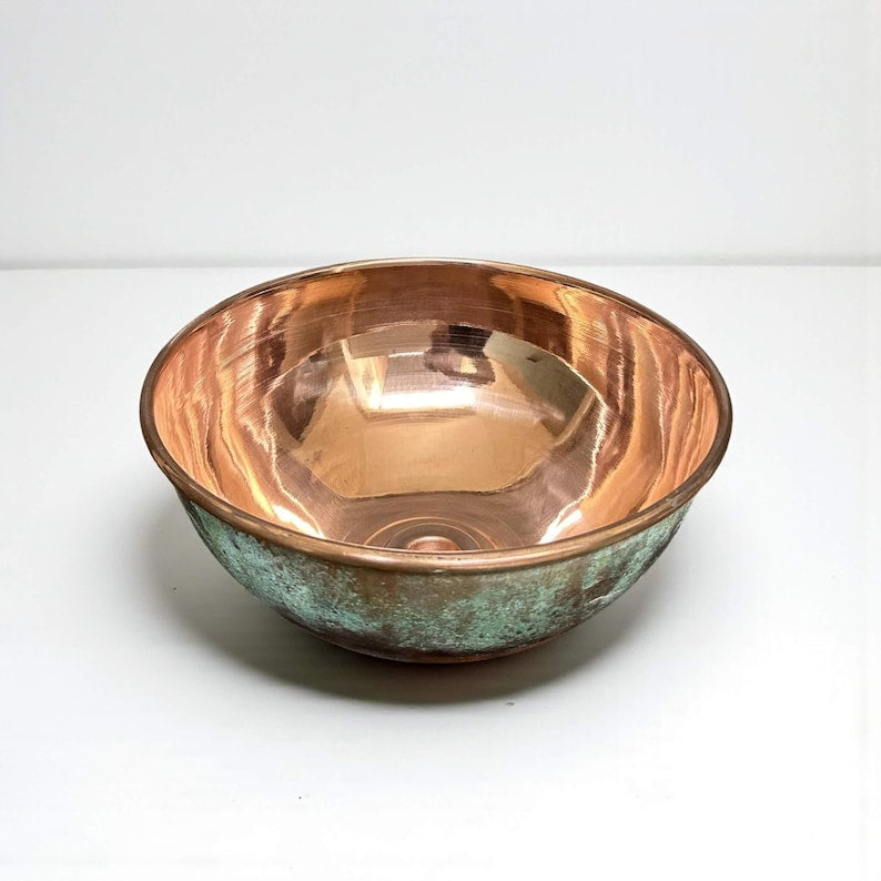Handcrafted Oxidized Copper Vessel Sink with Patina Finish