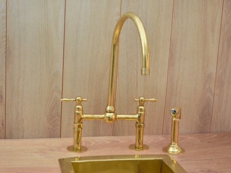 Bridge Style Solid Brass Kitchen Faucet Set