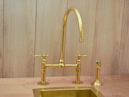 Bridge Style Solid Brass Kitchen Faucet Set