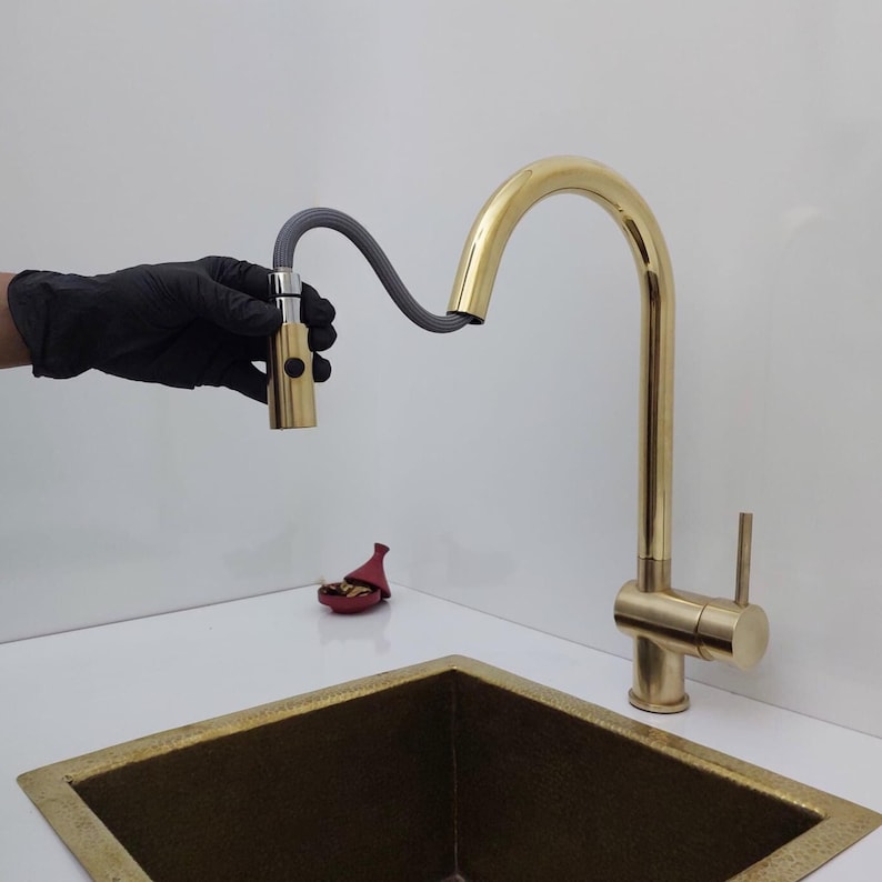 Unlacquered Brass Single Lever Kitchen Faucet
