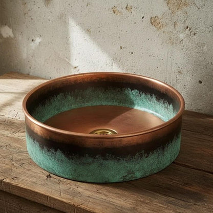Two-Tone Patina Copper Vessel Sink