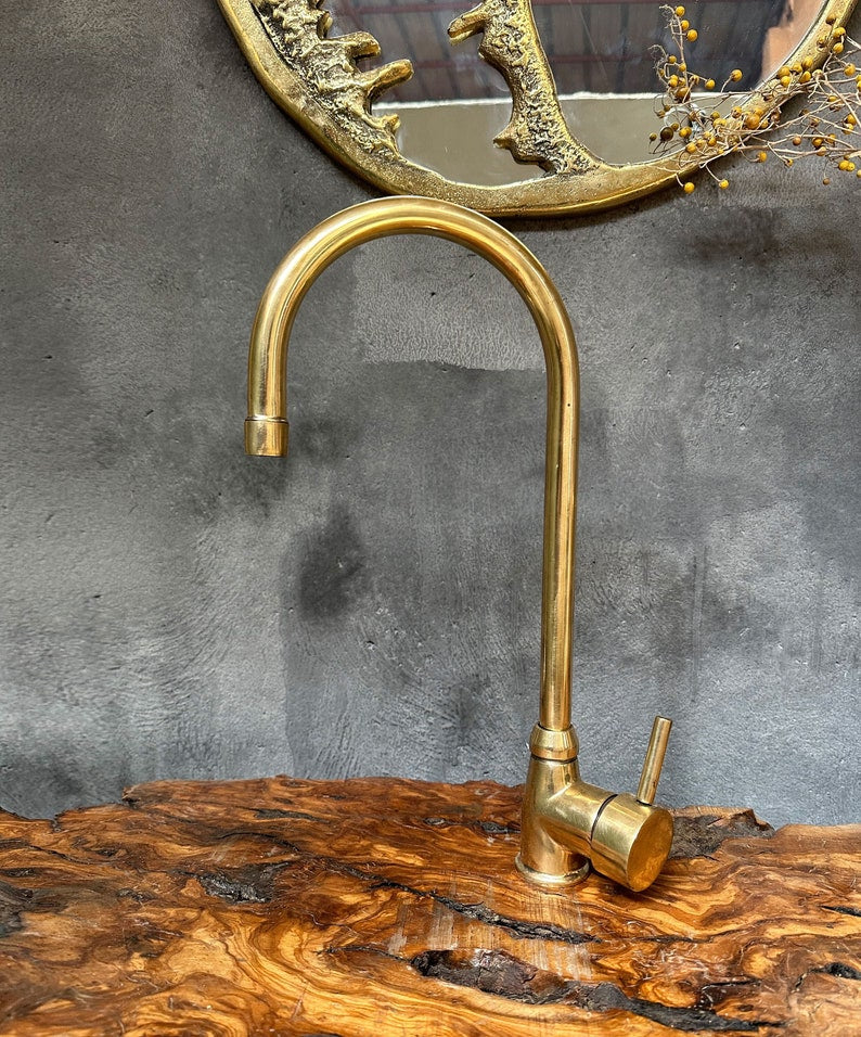 Solid Brass 360° Swivel Gooseneck Bathroom Faucet