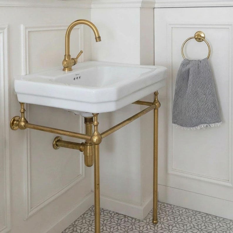 Vintage Solid Brass Single Handle Gooseneck Faucet